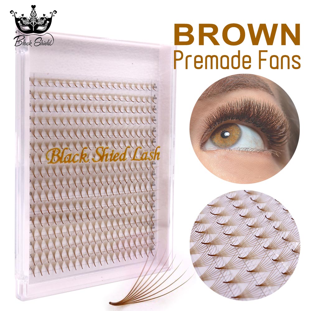 Eyelash Extension Russian - 320 gekleurde puntige bruine premade fans