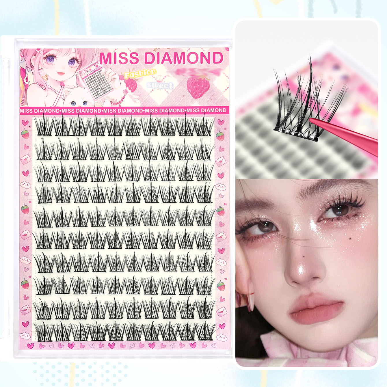 Eyelash Extension Human Hair - 10 rijen grote capaciteit lijmloze valse